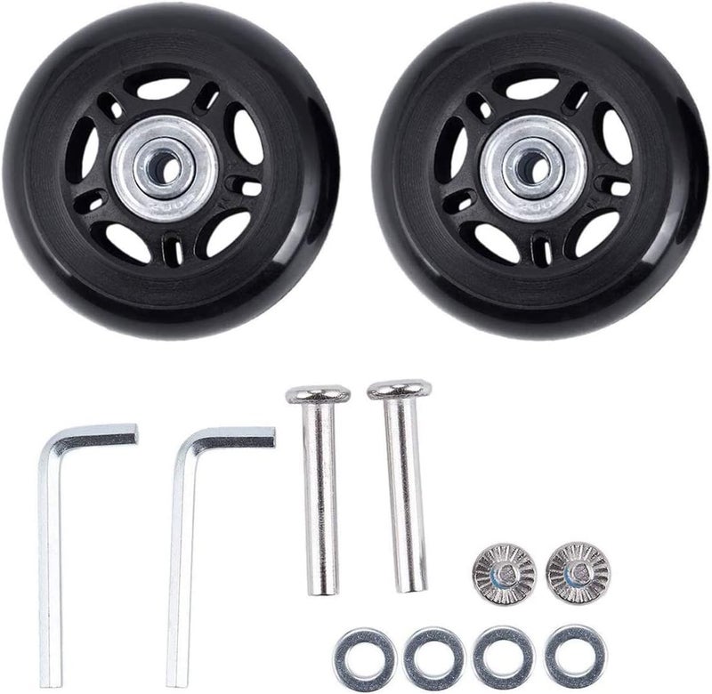 Byaning 2 Sets Luggage Suitcase Wheels Replacement,60/64/68/70/75/78mm Inline Outdoor Skate Replacement Wheels,Rubber Swivel Caster Wheels Repair Kits (OD:75 W:24 ID:6 Axles: 35 & 40) - Image 2